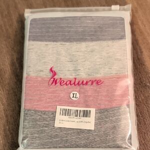 XL Women's Striped Cotton Blend Panties - Pink, Gray, Blue